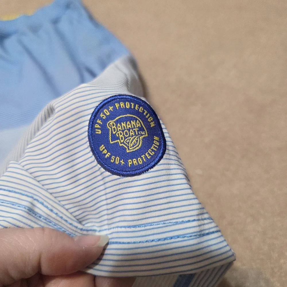 Banana Boat Mens Blue Striped Swim Shorts with‎ Yellow Drawstring Size XXL Beach